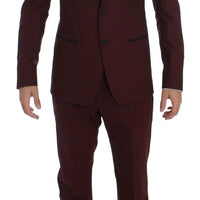 Bordeaux Wool Stretch Slim 3 Piece Suit