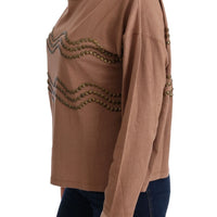 Brown Cotton Studded Sweater