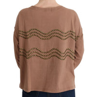 Brown Cotton Studded Sweater