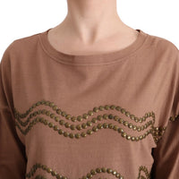 Brown Cotton Studded Sweater