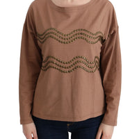 Brown Cotton Studded Sweater