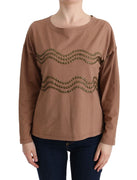 Brown Cotton Studded Sweater