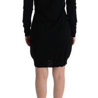 Black Wool Long Sleeve Shift Dress