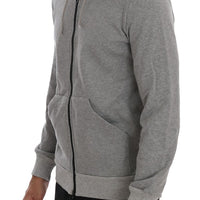 Gray Full Zipper Hodded Cotton Sweater