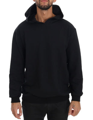 Black Gym Casual Hooded Cotton Sweater