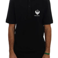Black Cotton Stretch Polo T-Shirt