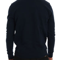 Blue Cotton Crewneck Pullover Sweater