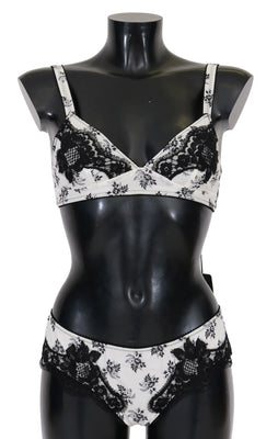 White Silk Black Lace Underwear