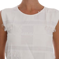 White Fringes Blouse Tank Top