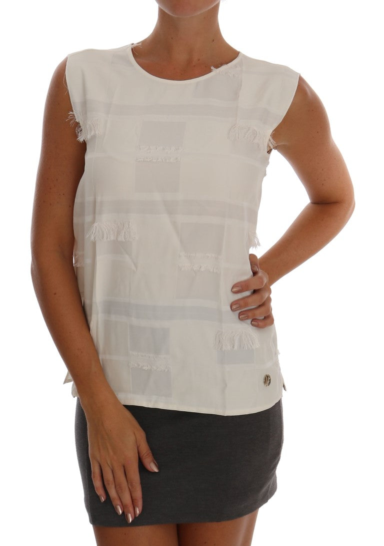 White Fringes Blouse Tank Top