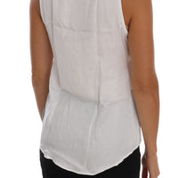 White Sleeveless Viscose Blouse Top