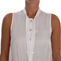 White Sleeveless Viscose Blouse Top