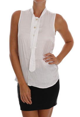 White Sleeveless Viscose Blouse Top