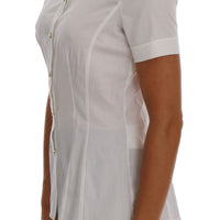 White Cotton Stretch Blouse Shirt