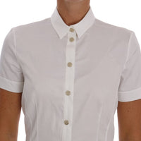 White Cotton Stretch Blouse Shirt