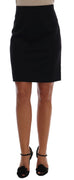 Black Cashmere Straight Pencil Skirt