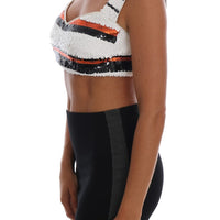 Multicolor Sequined Stretch Bustier Top