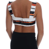 Multicolor Sequined Stretch Bustier Top