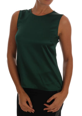 Green Silk Stretch Tank Top