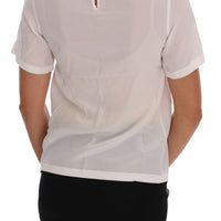 White Silk ITALIA IS LOVE Blouse T-shirt