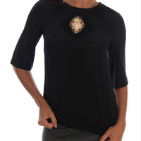 Black Sacred Heart Lace Top Blouse