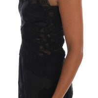 Black Silk Stretch Lace Top