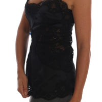 Black Silk Stretch Lace Top