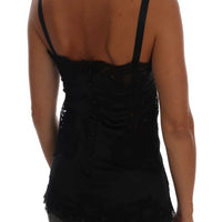 Black Silk Stretch Lace Top