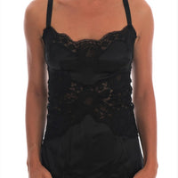 Black Silk Stretch Lace Top