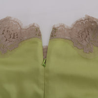 Green Silk Stretch Blouse Top