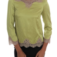 Green Silk Stretch Blouse Top