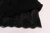 Black Floral Lace Cutout Silk Top