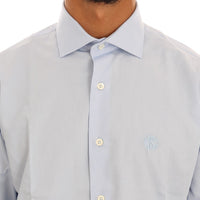 Blue Cotton Slim Fit Dress Shirt