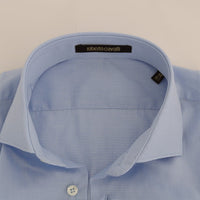 Blue Cotton Slim Fit Dress Shirt