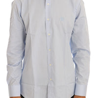 Blue Cotton Slim Fit Dress Shirt