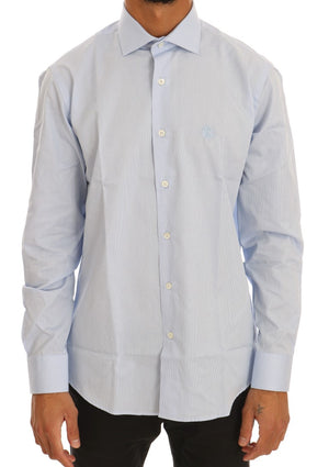 Blue Cotton Slim Fit Dress Shirt