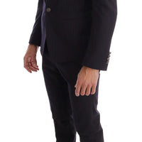 Purple Blue Striped 3 Piece Slim Suit