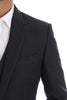 Gray Patterned Wool 3 Piece Slim Suit