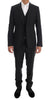 Gray Patterned Wool 3 Piece Slim Suit