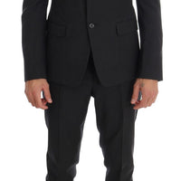 Gray Patterned Wool 3 Piece Slim Suit