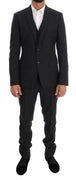 Gray Patterned Wool 3 Piece Slim Suit