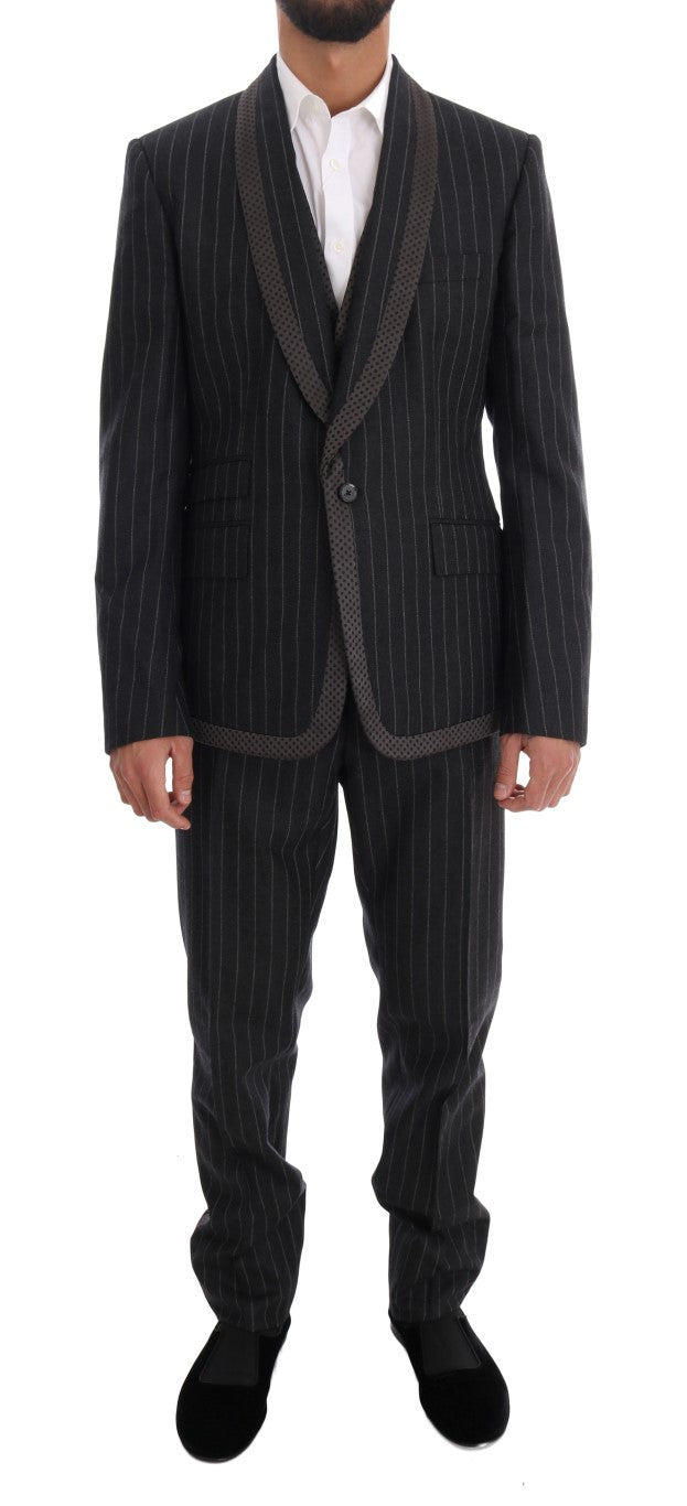 Gray Wool One Button 3 Piece Suit