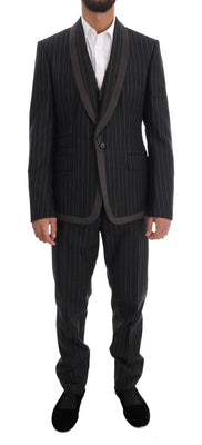 Gray Wool One Button 3 Piece Suit