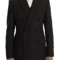Brown Striped Double Breasted 3 Piece Suit