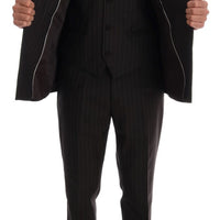 Brown Striped Double Breasted 3 Piece Suit