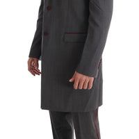 Gray Wool Stretch 3 Piece Two Button Suit