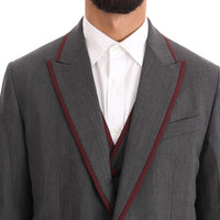 Gray Wool Stretch 3 Piece Two Button Suit