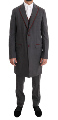 Gray Wool Stretch 3 Piece Two Button Suit