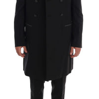 Black Wool Stretch 3 Piece Two Button Suit