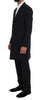 Black Wool Long 3 Piece Two Button Suit